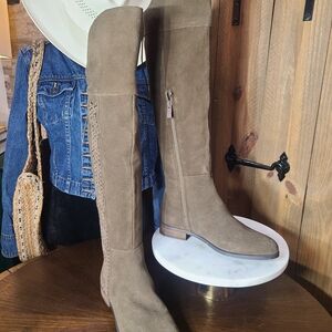 Over-The-Knee Suede Boots in Taupe - Classic Dress & Casual Style